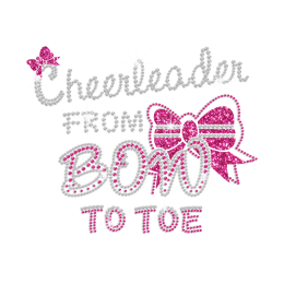 Cheerleader From Bow To Toe Iron on Rhinestone Glitter Transfer