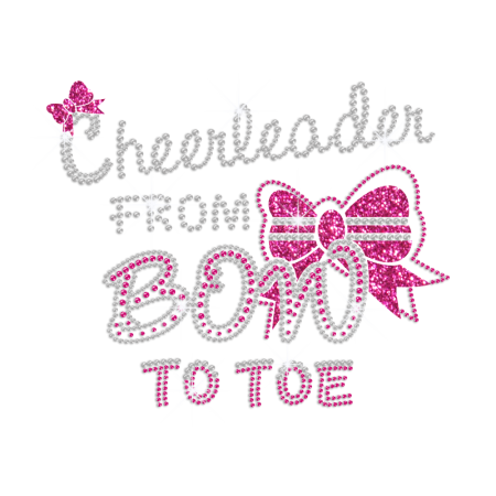 Cheerleader From Bow To Toe Iron on Rhinestone Glitter Transfer