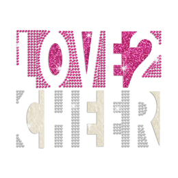 Love 2 Cheer Iron-on Rhinestone Glitter Transfer Motif