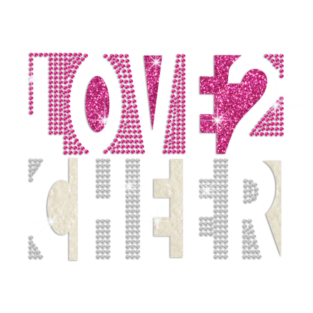 Love 2 Cheer Iron-on Rhinestone Glitter Transfer Motif