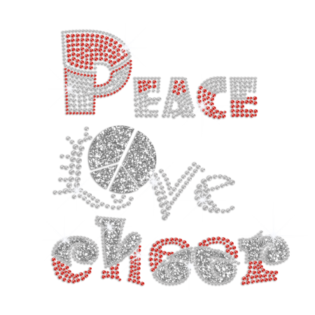 Peace Love Cheer Hotfix Crystal Design