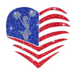 Cheer for Glittering America Iron on Rhinestone Transfer Decal