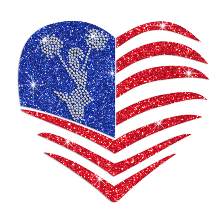 Cheer for Glittering America Iron on Rhinestone Transfer Decal