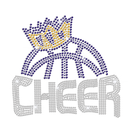 Crowned Basketball Cheer Iron on Rhinestone Transfer Decal