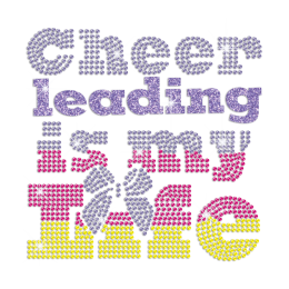 Cheer Leading is My Life Iron on Rhinestone Transfer Motif