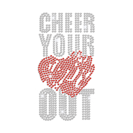 Cheer Your Heart Out Iron on Rhinestone Transfer Motif