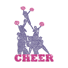 Let's Cheer Iron on Glitter Rhinestone Transfer Decal