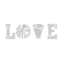 Crystal I Love Cheer Iron on Rhinestone Transfer Motif