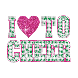 I Love to Cheer Iron on Rhinestone Transfer Decal