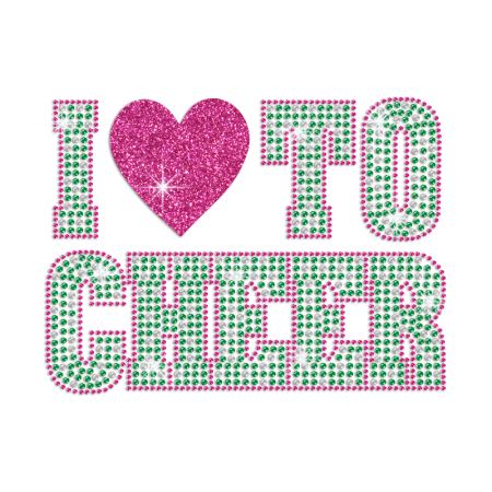 I Love to Cheer Iron on Rhinestone Transfer Decal