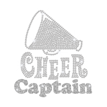 Crystal Cheer Captain Iron on Rhinestone Transfer Motif