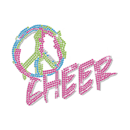 Colorful Cheer Peace Iron on Rhinestone Transfer Motif