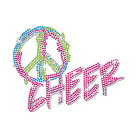 Colorful Cheer Peace Iron on Rhinestone Transfer Motif