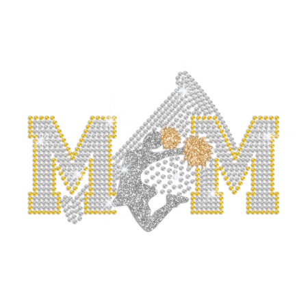 Bling Cheer Mom Iron on Rhinestone Transfer Decal