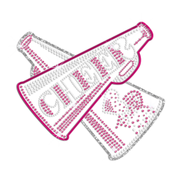 Glittering Loudspeaker Cheer Iron on Holofoil Rhinestone Transfer Motif