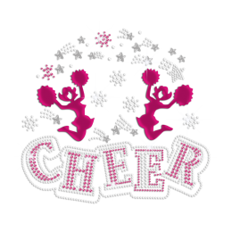 Holofoil Cheer Girls Iron on Nailhead Rhinestone Transfer Decal