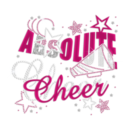 Glittering Holofoil Absolute Cheer Iron on Rhinestone Transfer Motif