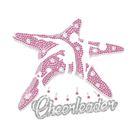 Cheerleader Sea Star Design Iron on Glitter Rhinestone Transfer Decal