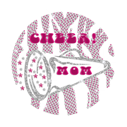 Glittering Loudspeaker Cheer Mom Iron on Holofoil Rhinestone Transfer Decal