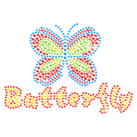 Rainbow Butterfly Rhinestone Iron on Design for Kids