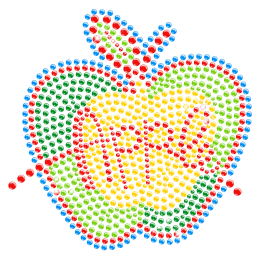 Colorful Apple Rhinestone Hotfix Transfer for Children