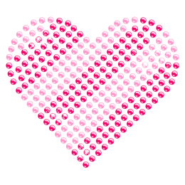 Heart Iron on Rhinestone Transfer Design