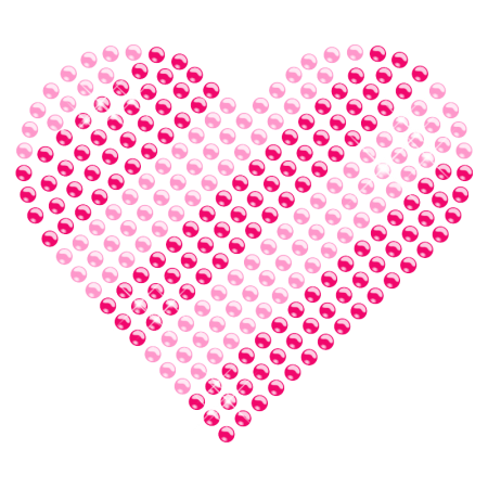 Heart Iron on Rhinestone Transfer Design