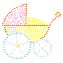 Colorful Baby Trolley Iron on Rhinestone Transfer