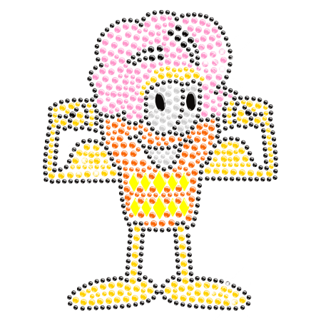 Ice Cream Man 2013 Iron on Rhinestone Motif