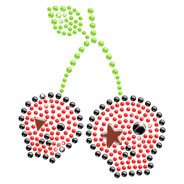 Cherry Skull Rhinestone and Rhinestud Hotfix Transfer