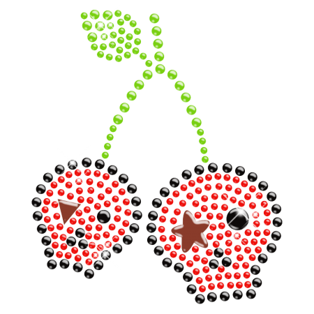 Cherry Skull Rhinestone and Rhinestud Hotfix Transfer