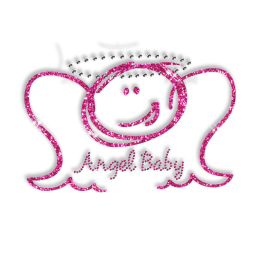 Best Custom Sparkling Pink Angel Baby Rhinestone Iron on Transfer Design for Clothes