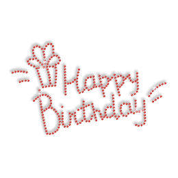 Pure Red Happy Birthday Hotfix Rhinestone Motif