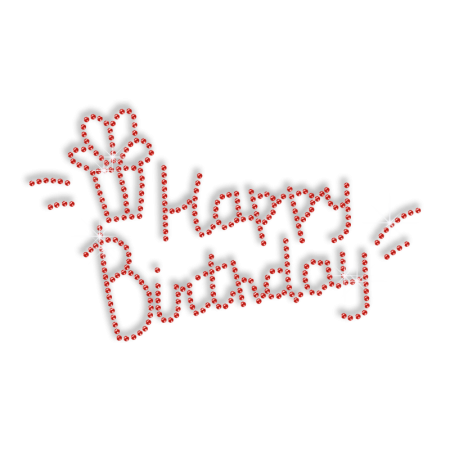 Pure Red Happy Birthday Hotfix Rhinestone Motif