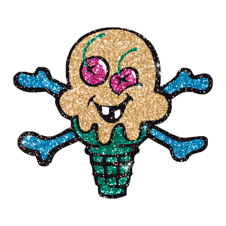 Customized Hotfix Glitter Motif Creepy Skull Ice Cream