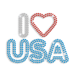 I Love USA Words Bling Transfer