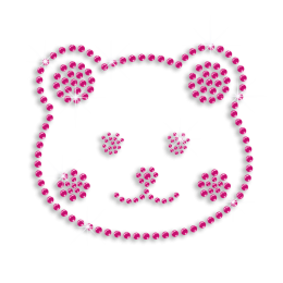 Bling Pink Cute Bear Iron on Rhinestone Transfer Motif