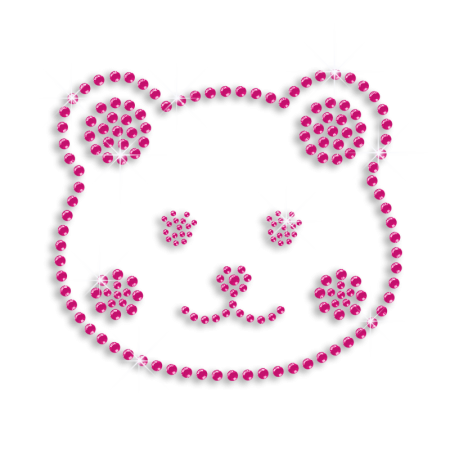 Bling Pink Cute Bear Iron on Rhinestone Transfer Motif