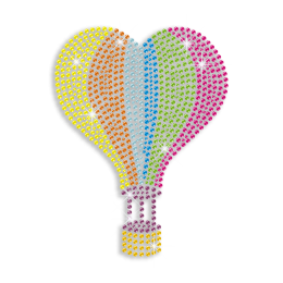 Colorful Bling Fire Balloon Iron on Rhinestone Transfer Motif