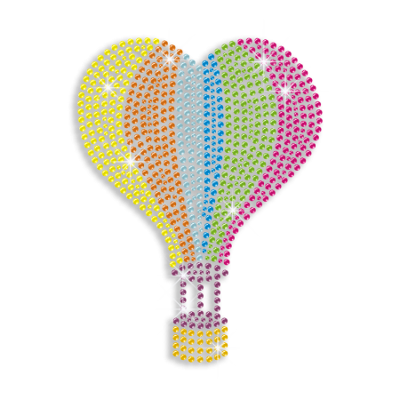 Colorful Bling Fire Balloon Iron on Rhinestone Transfer Motif