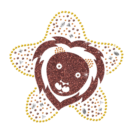 2015 Leo Sign of Zodiac Iron on Glitter Rhinestone Transfer