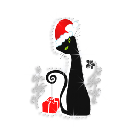 Cute Black Cat Bring Christmas Present Rhinestone Heat Transfer