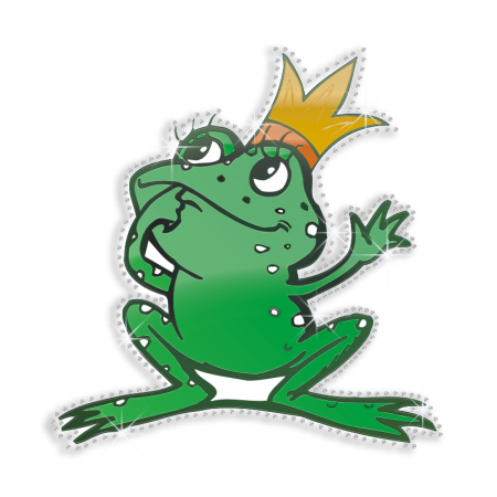 Cute Prince Frog Iron-on Rhinestone Heat Transfer