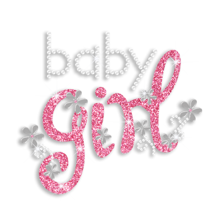 Vegas Show Cute Baby Girl Nailhead Glitter Iron on Transfer