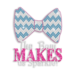 Kid Show The Bow Makes Us Sparkle! Nailhead Glitter Iron-on Transfer