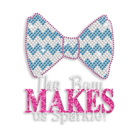 Kid Show The Bow Makes Us Sparkle! Nailhead Glitter Iron-on Transfer