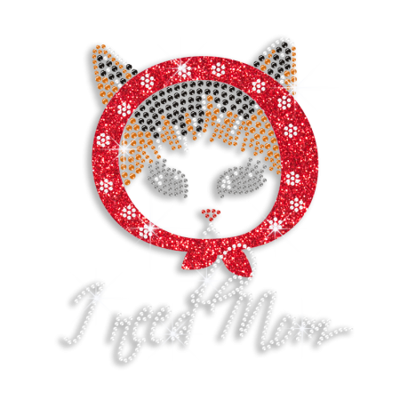 Kid Show Cute Kitty I Need Mom Nailhead Glitter Iron-on Transfer