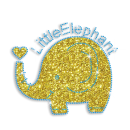 Kid Show Bling Little Elephant Glitter Iron on Rhinestone Transfer