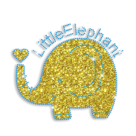 Kid Show Bling Little Elephant Glitter Iron on Rhinestone Transfer