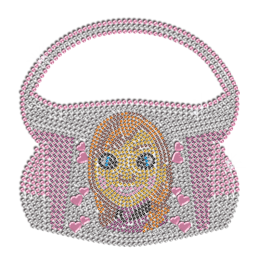 Lively Kid's Handbag Iron-on Nailhead Rhinestone Transfer